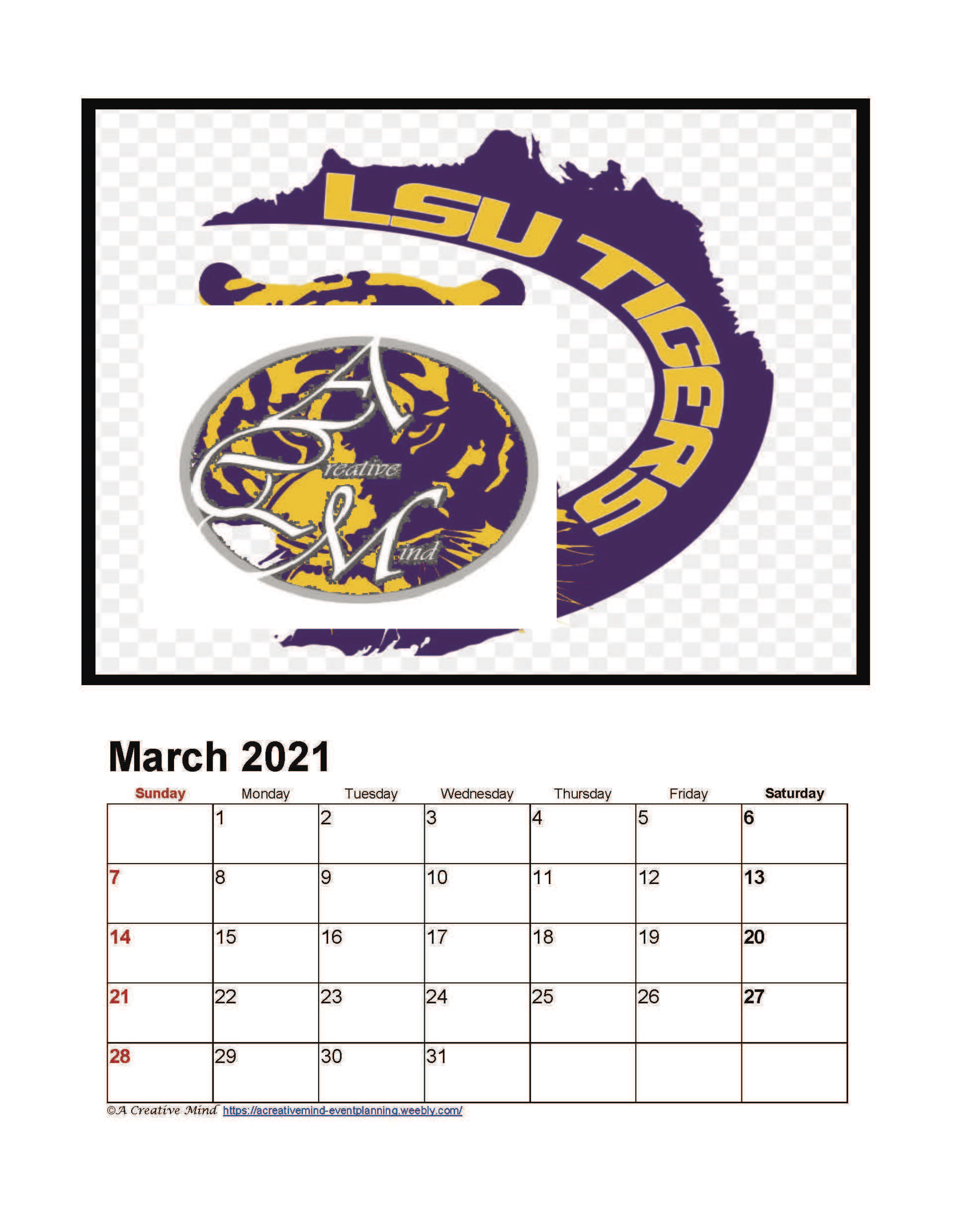 2021 LSU Collegiate Wall Calendar